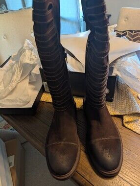 Vintage Foundry Brown Suede-Style Riding Boots